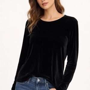Ralph Lauren Black Velvet Long Sleeve Top